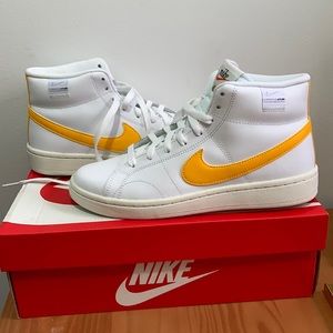 New In Box!! Women’s Nike Court Royale 2 Mid Sneakers with Yellow Swoosh